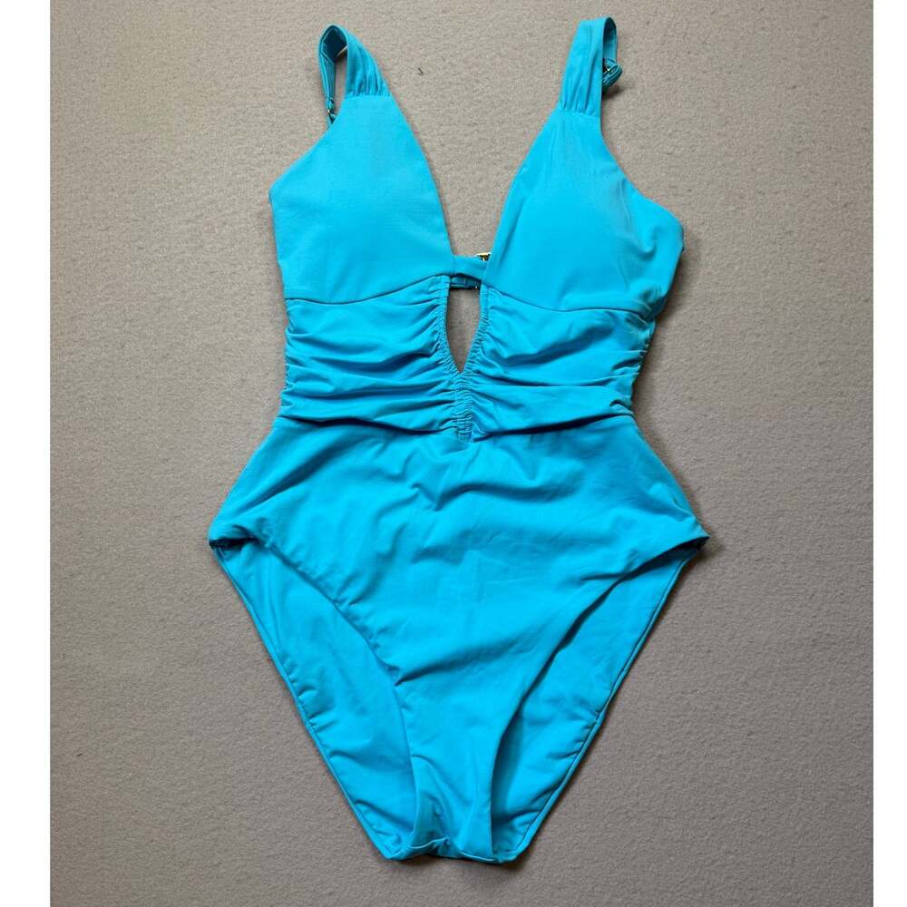 Becca Women's Garden Of Eden One Piece Swimsuit pool blue Medium $148